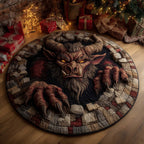 Krampus Round Mat Rug - washable non-slip printed rug