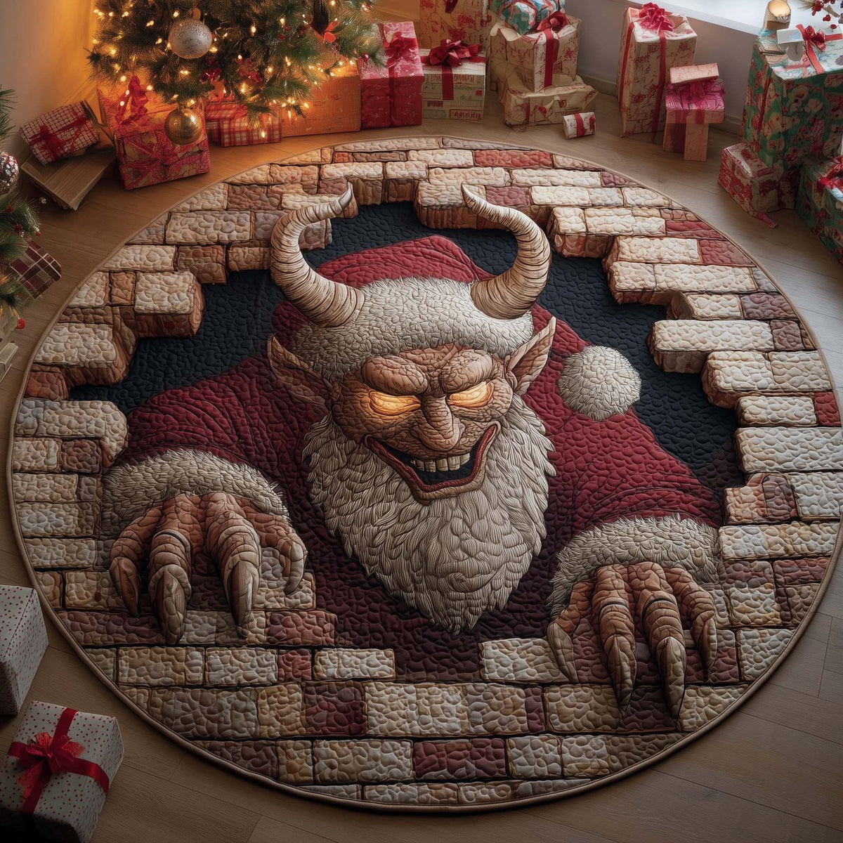 Krampus (Design 7) Round Mat Rug - washable non-slip printed rug