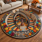 La Catrina Round Mat Rug - Cute Animal Design | Cute Animal Round Rug - washable non-slip printed rug
