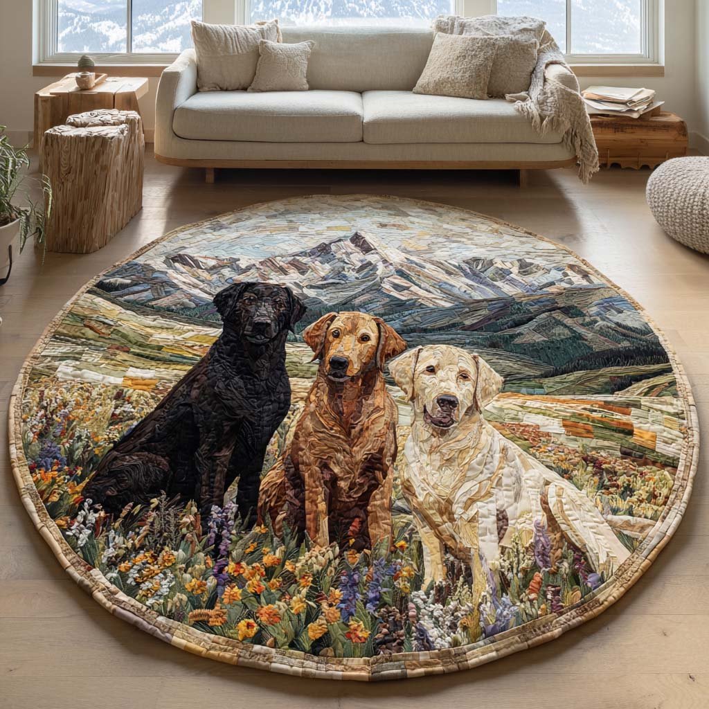 Labrador Alpine Vista Round Mat Rug - Cute Pet Design | Animal Printed Home Decor