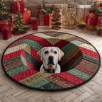 Labrador Chevron Round Mat Rug - washable non-slip printed rug