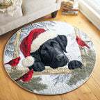 Labrador Cozy Slumber Round Mat Rug - Cute Pet Design | Animal Printed Home Decor