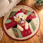 Labrador Gift Box Round Mat Rug - washable non-slip printed rug