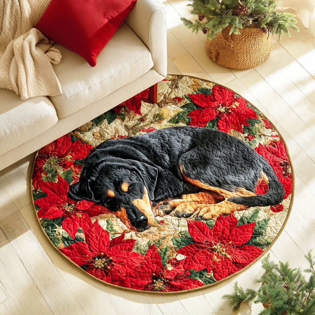 Labrador Holiday Sleep Round Mat Rug - Cute Pet Design | Animal Printed Home Decor