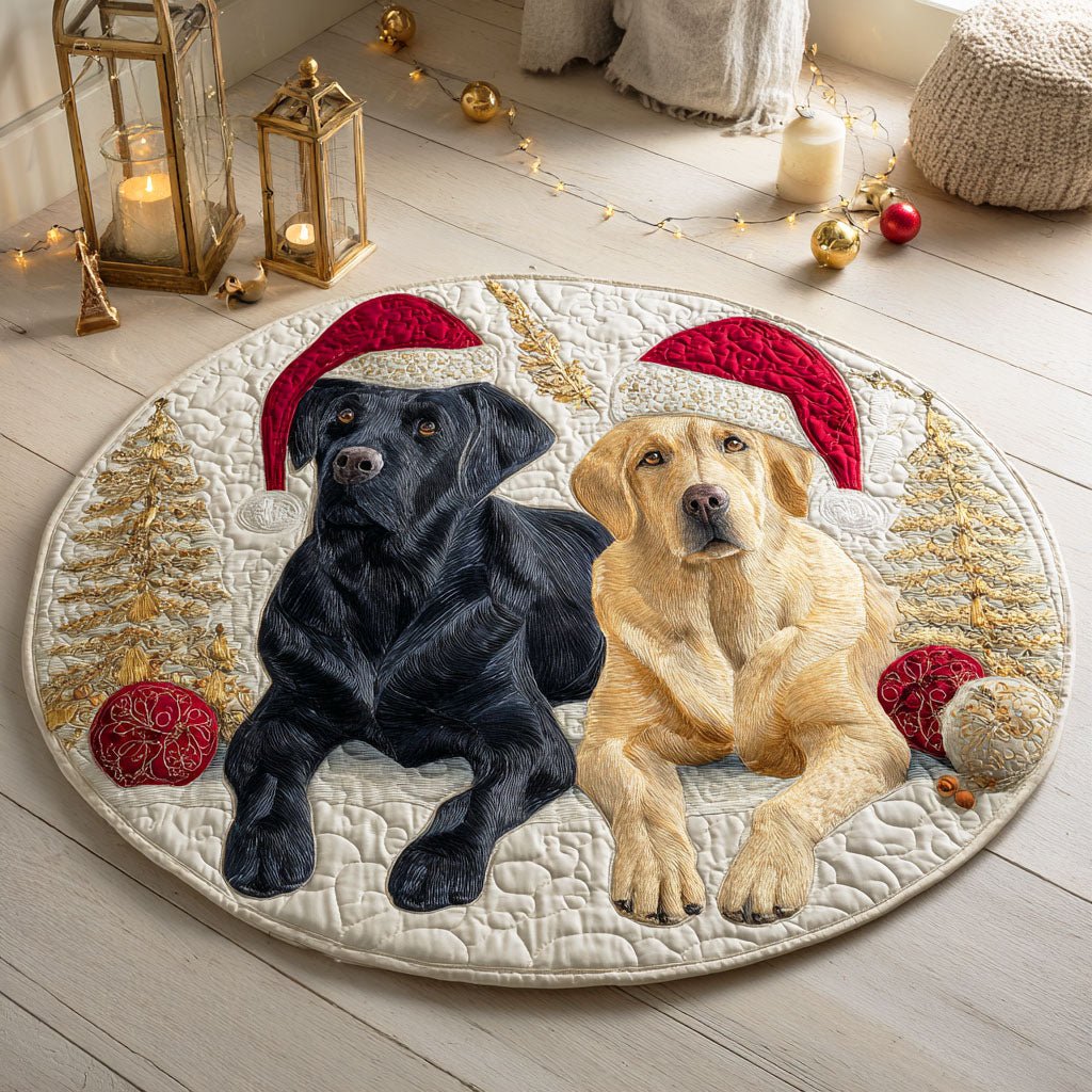 Labrador Snowy Duo Round Mat Rug - Cute Pet Design | Animal Printed Home Decor