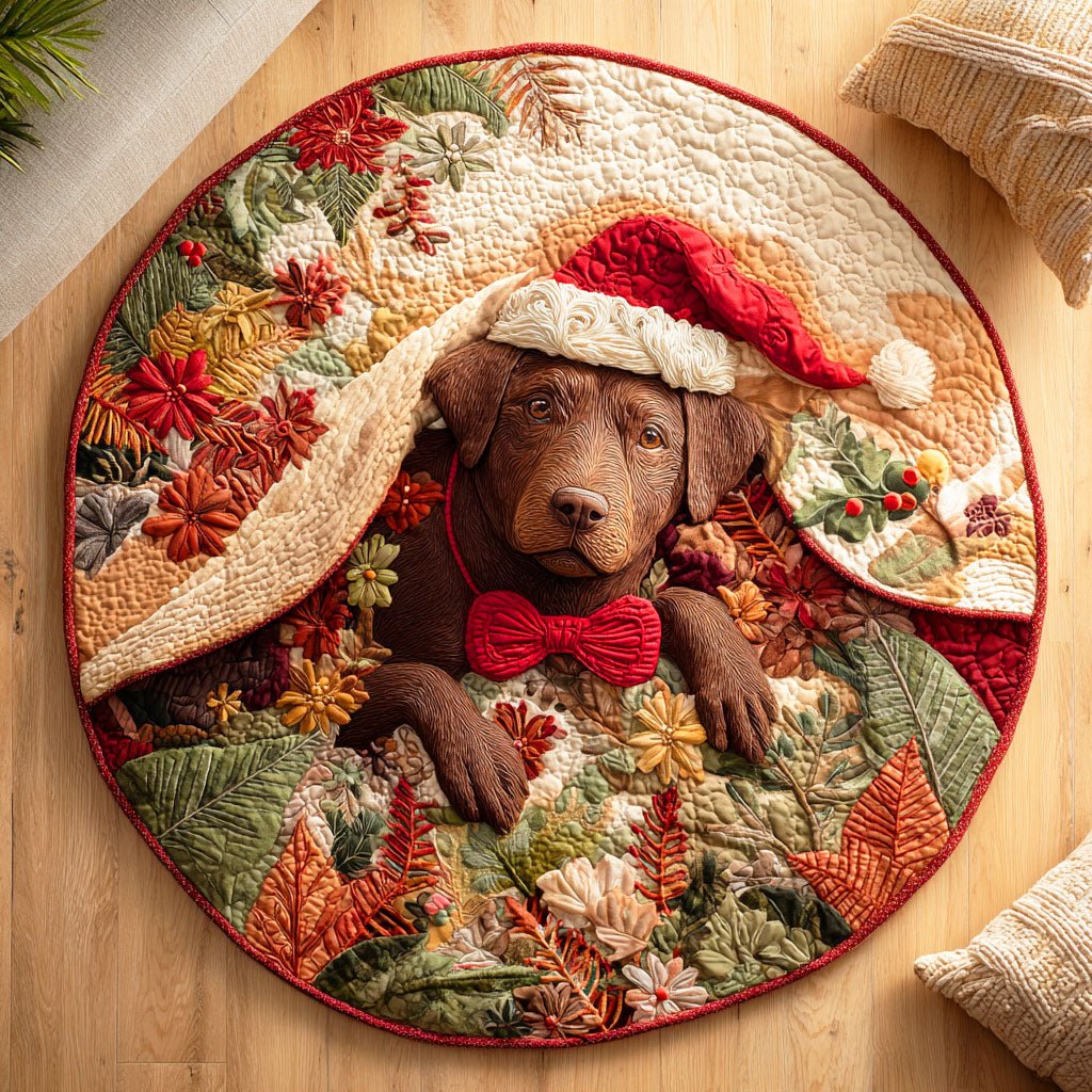 Labrador Snowy Rest Round Mat Rug - Cute Pet Design | Animal Printed Home Decor
