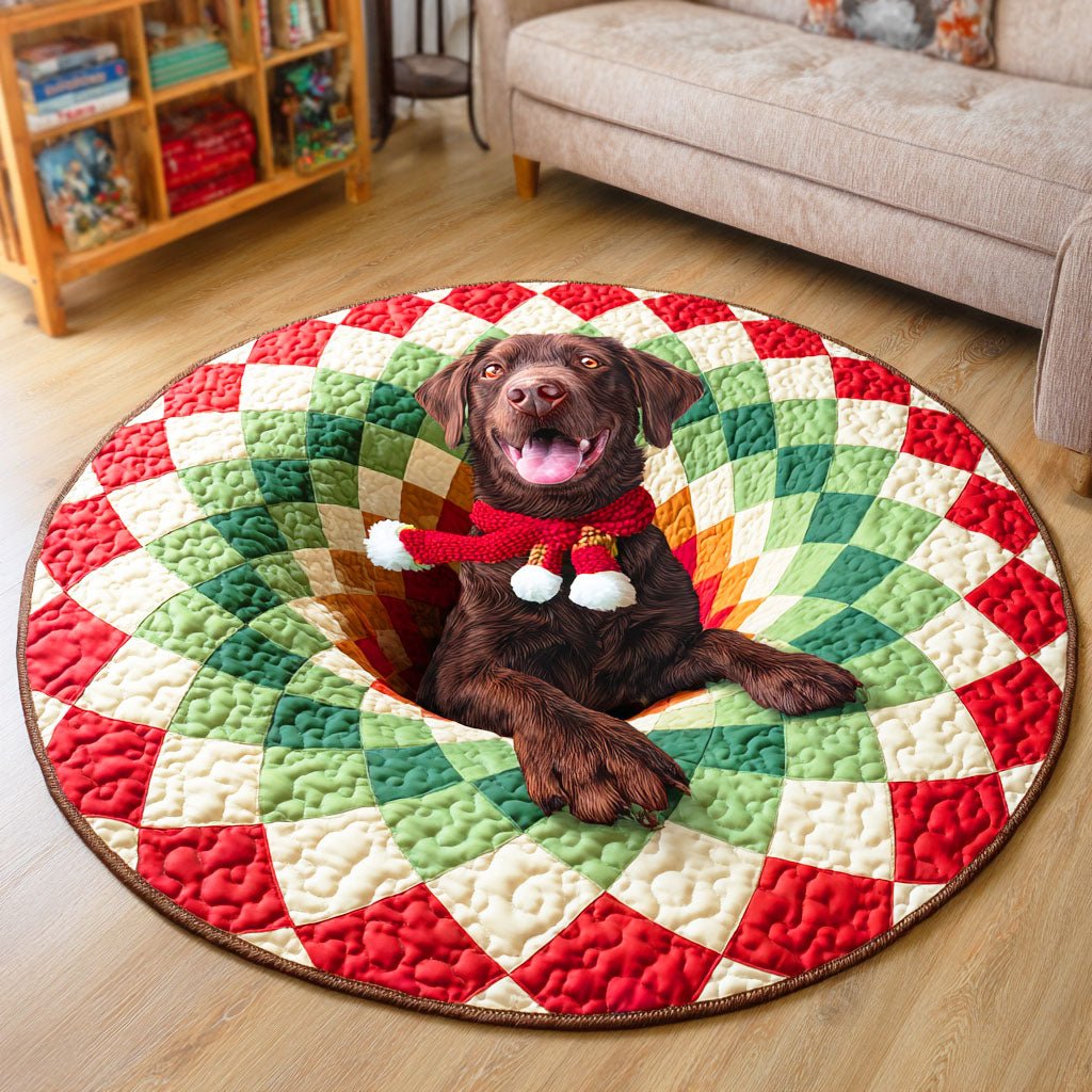 Labrador Vortex Glow Round Mat Rug - Cute Pet Design | Animal Printed Home Decor