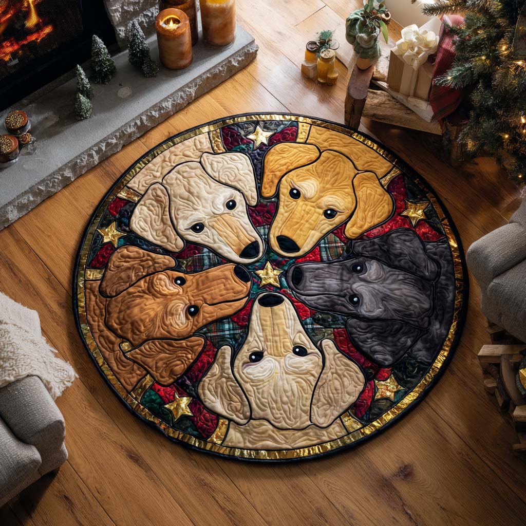 Labrador Winter Glow Round Mat Rug - Cute Pet Design | Animal Printed Home Decor