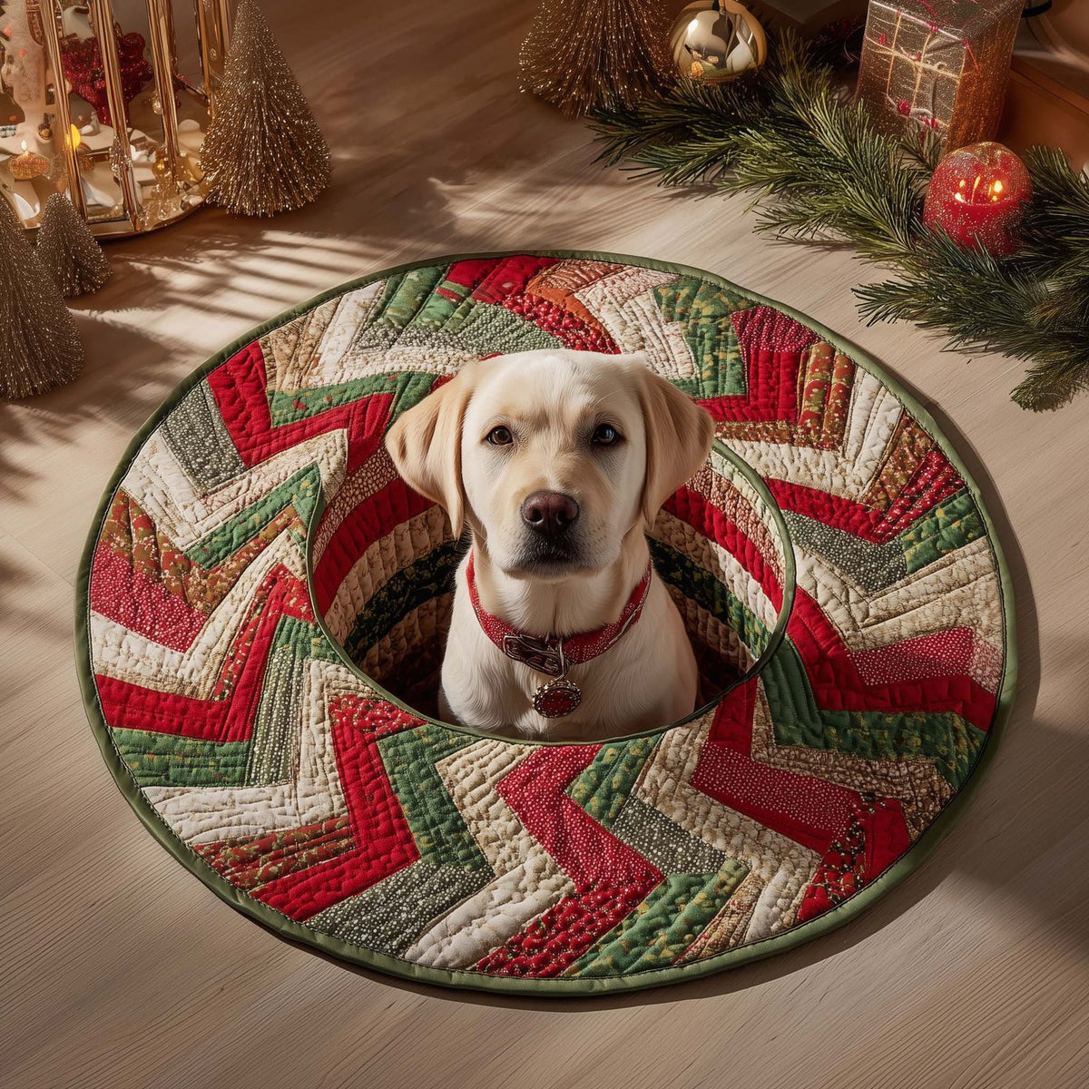 Labrador Zigzag Round Mat Rug - washable non-slip printed rug