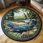 Lakeside Bliss Round Mat Rug - washable non-slip printed rug