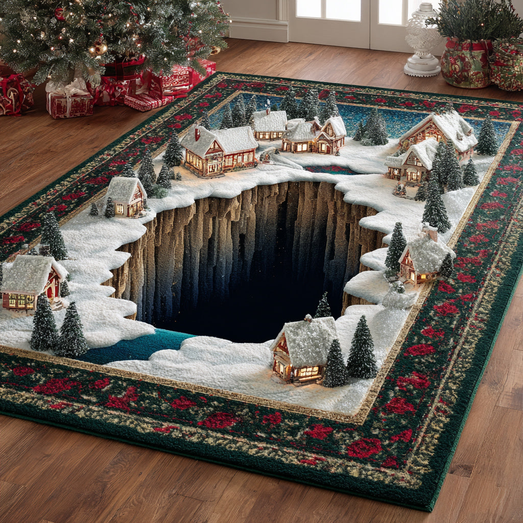 Lakeside Christmas Village area rug in a living room