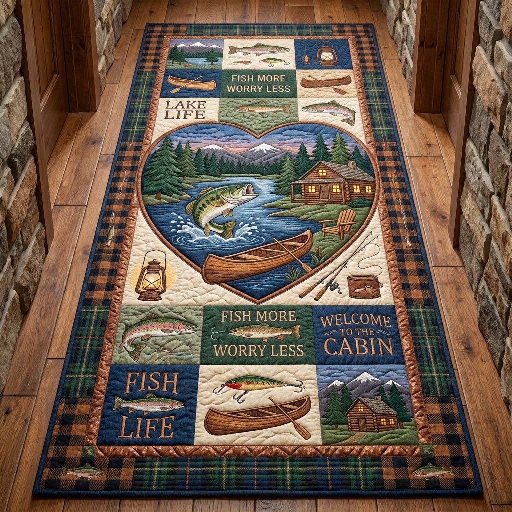 Lakeside Fishing Runner Rug - Nature Design | Serene Runner Rug