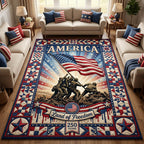 Land Of Freedom area rug in a living room