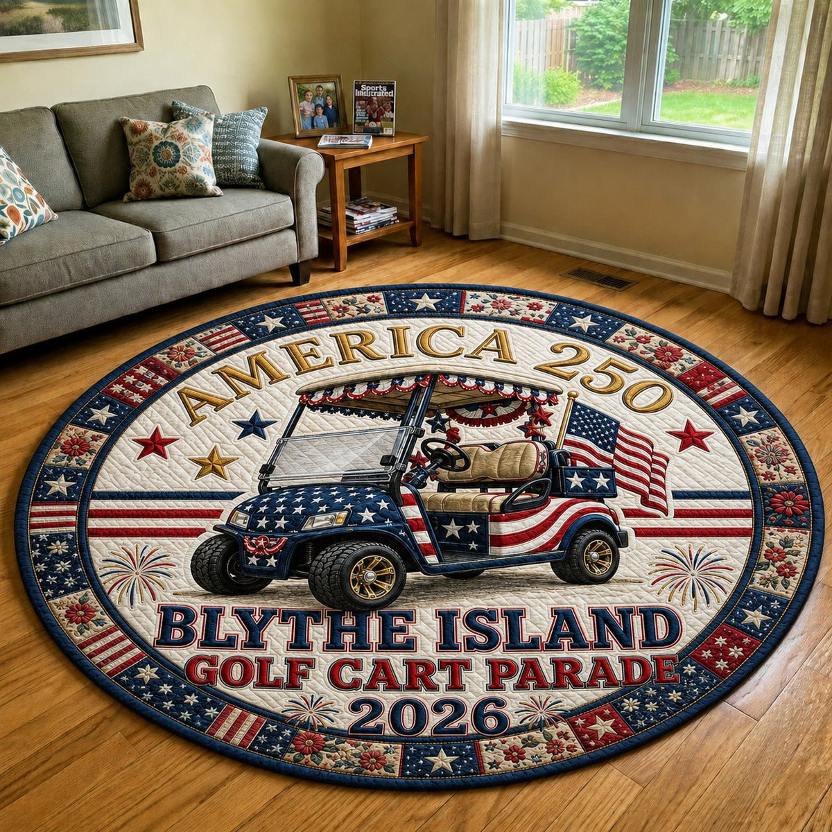 Land Of The Free Round Mat Rug - washable non-slip printed rug