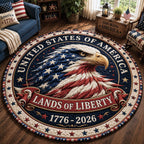 Land of Liberty Round Mat Rug - washable non-slip printed rug