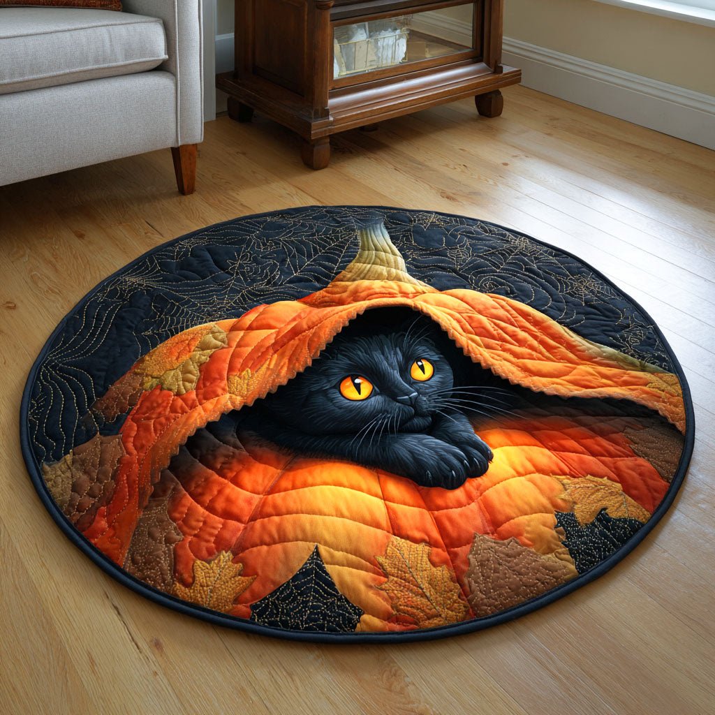 Lantern Cat Spirit Round Mat Rug - Cute Pet Design | Animal Printed Home Decor
