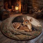 Lantern Fawn Round Mat Rug - washable non-slip printed rug