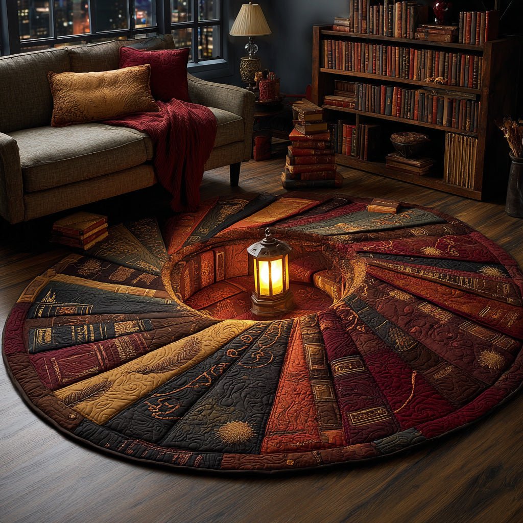 Lantern Library Spiral Round Mat Rug - washable non-slip printed rug