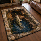 Lantern Pier Bass Jump area rug in a living room