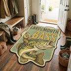 Largemouth Bass Custom Shape Area Rug - Cute Animal Design | Die-Cut Non-Slip Rug - washable non-slip printed rug