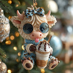 Latte Love Cow Christmas Ornament