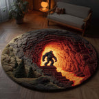 Lava Canyon Bigfoot Round Mat Rug - washable non-slip printed rug
