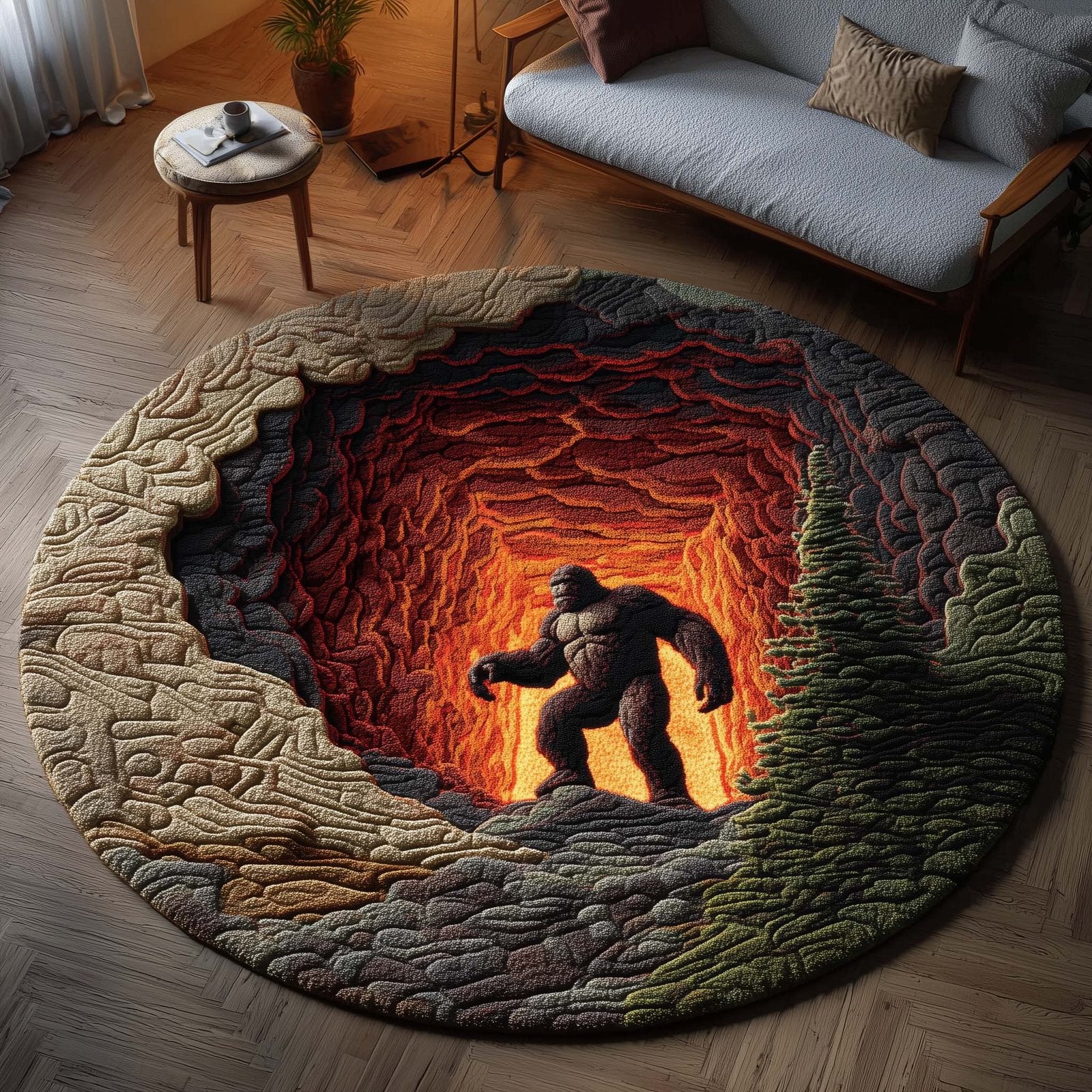 Lava Canyon Bigfoot Round Mat Rug - Nature Design | Serene Home Decor