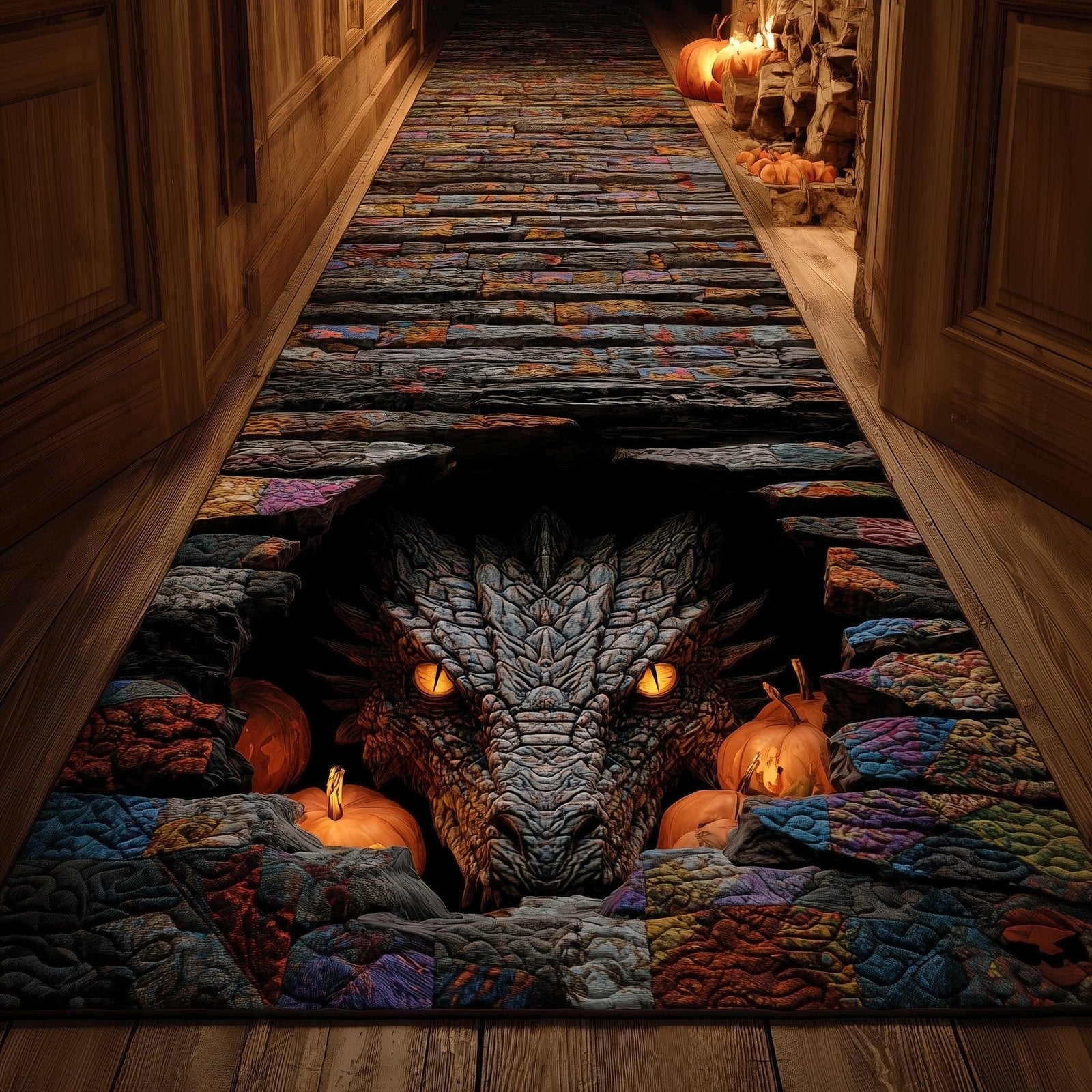 Lava Dragon Runner Rug - Nature Design | Serene Runner Rug