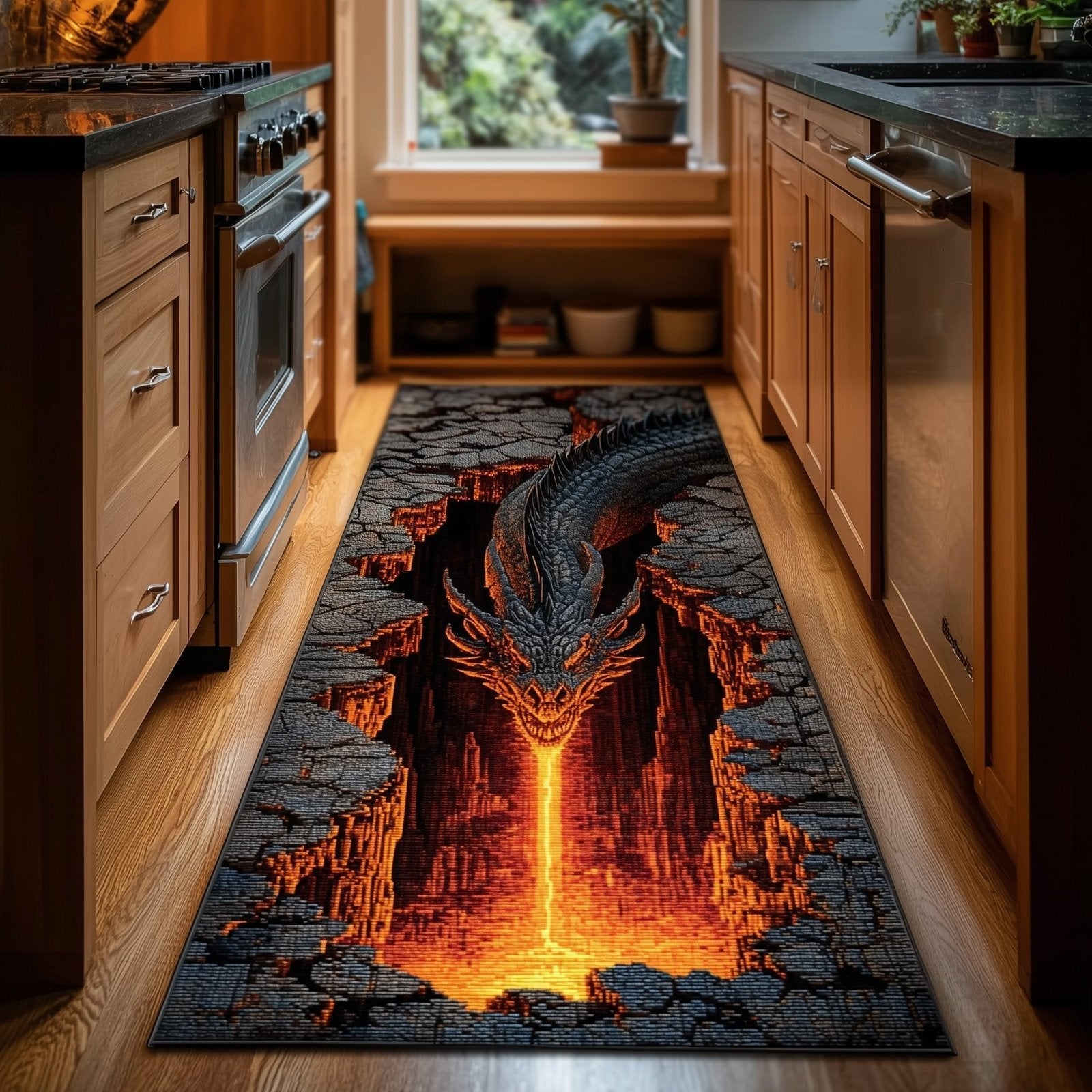 Lava Dragon Runner Rug - Nature Design | Serene Runner Rug