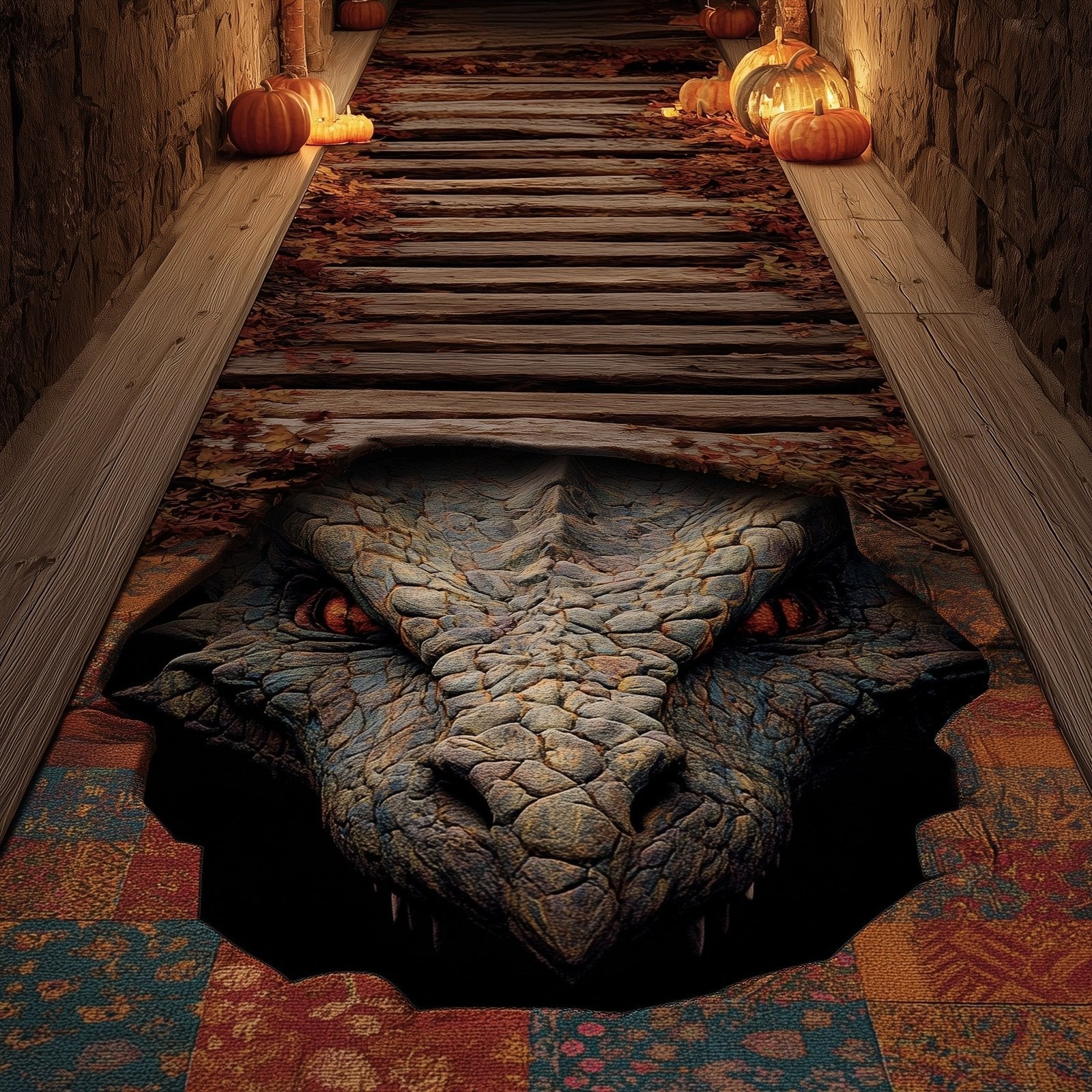 Lava Dragon Runner Rug - Nature Design | Serene Runner Rug