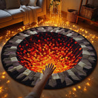 Lava Hole Round Mat Rug - washable non-slip printed rug