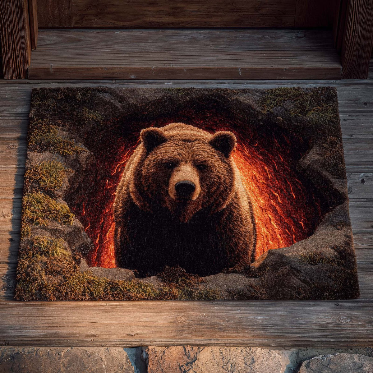 Lava Pit Bear Doormat - Cute Animal Design | Printed Welcome Doormat