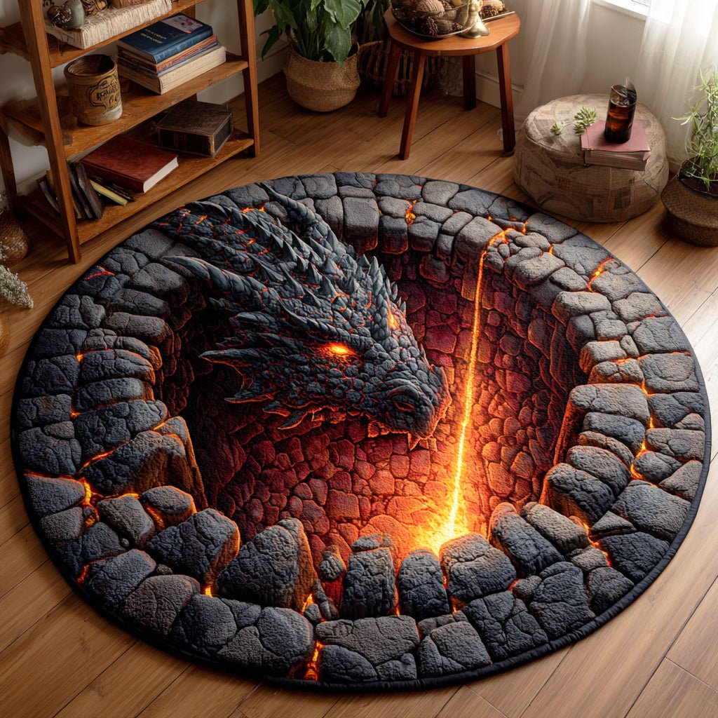 Lavaheart Guardian Round Mat Rug - washable non-slip printed rug