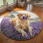 Lavender Bliss Round Mat Rug - washable non-slip printed rug