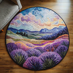Lavender Breeze Round Mat Rug - washable non-slip printed rug