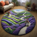 Lavender Dream Round Mat Rug - washable non-slip printed rug