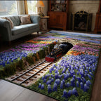 Lavender Field Express area rug in a living room
