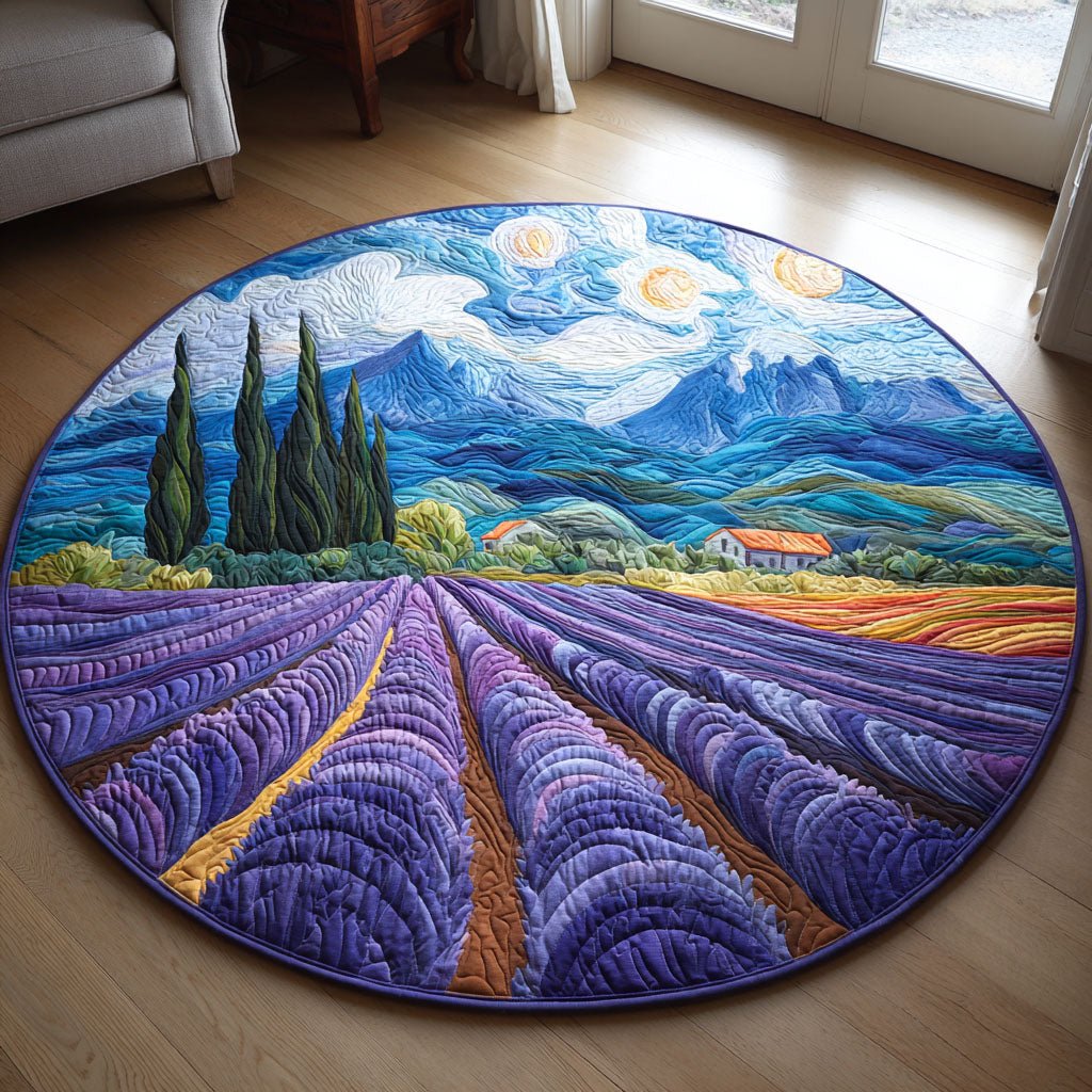 Lavender Fields Round Mat Rug - Nature Design | Serene Home Decor