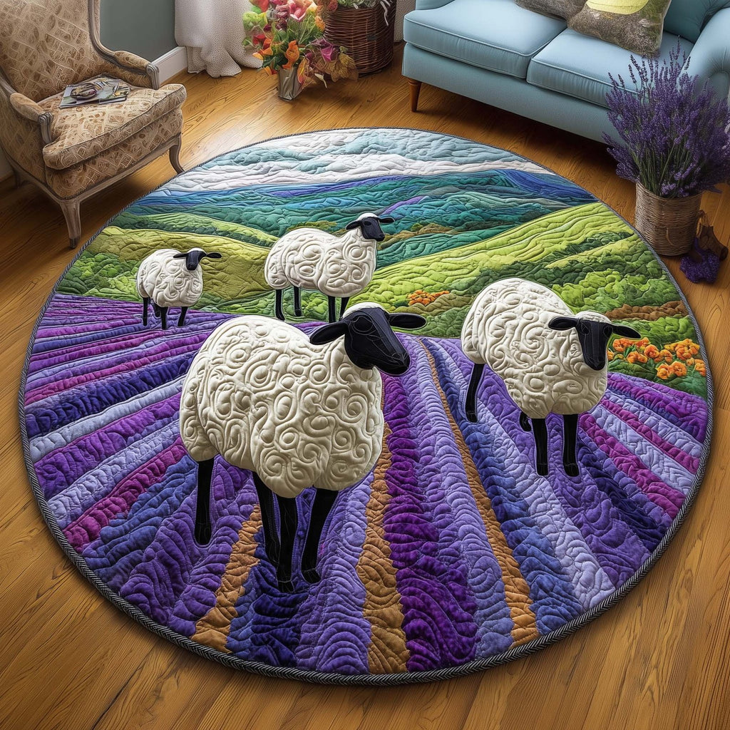 Lavender Meadow Round Mat Rug - Nature Design | Serene Home Decor