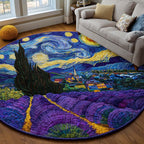Lavender Night Sky Round Mat Rug - washable non-slip printed rug