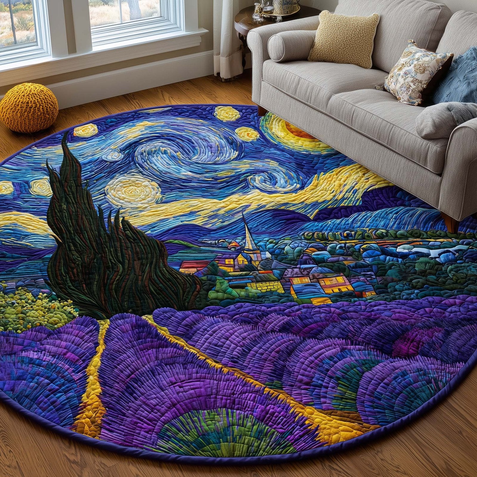 Lavender Night Sky Round Mat Rug - Nature Design | Serene Home Decor