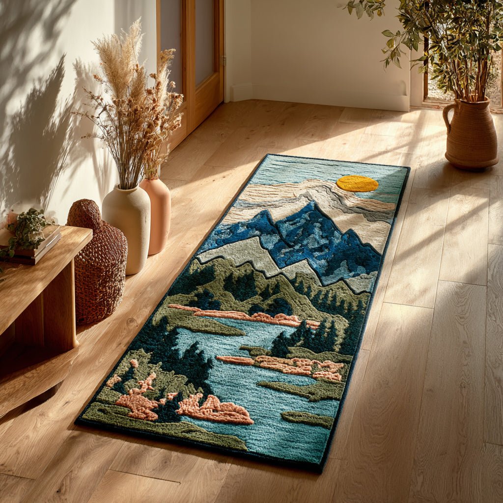 Layered Forest Scape Runner Carpet Runner Rug - Cute Pet Design | Animal Printed Runner Rug