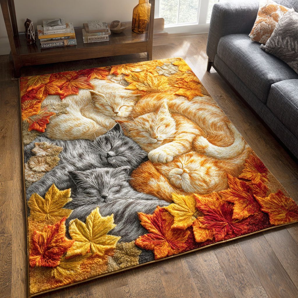 Lazy Cat Naps area rug in a living room