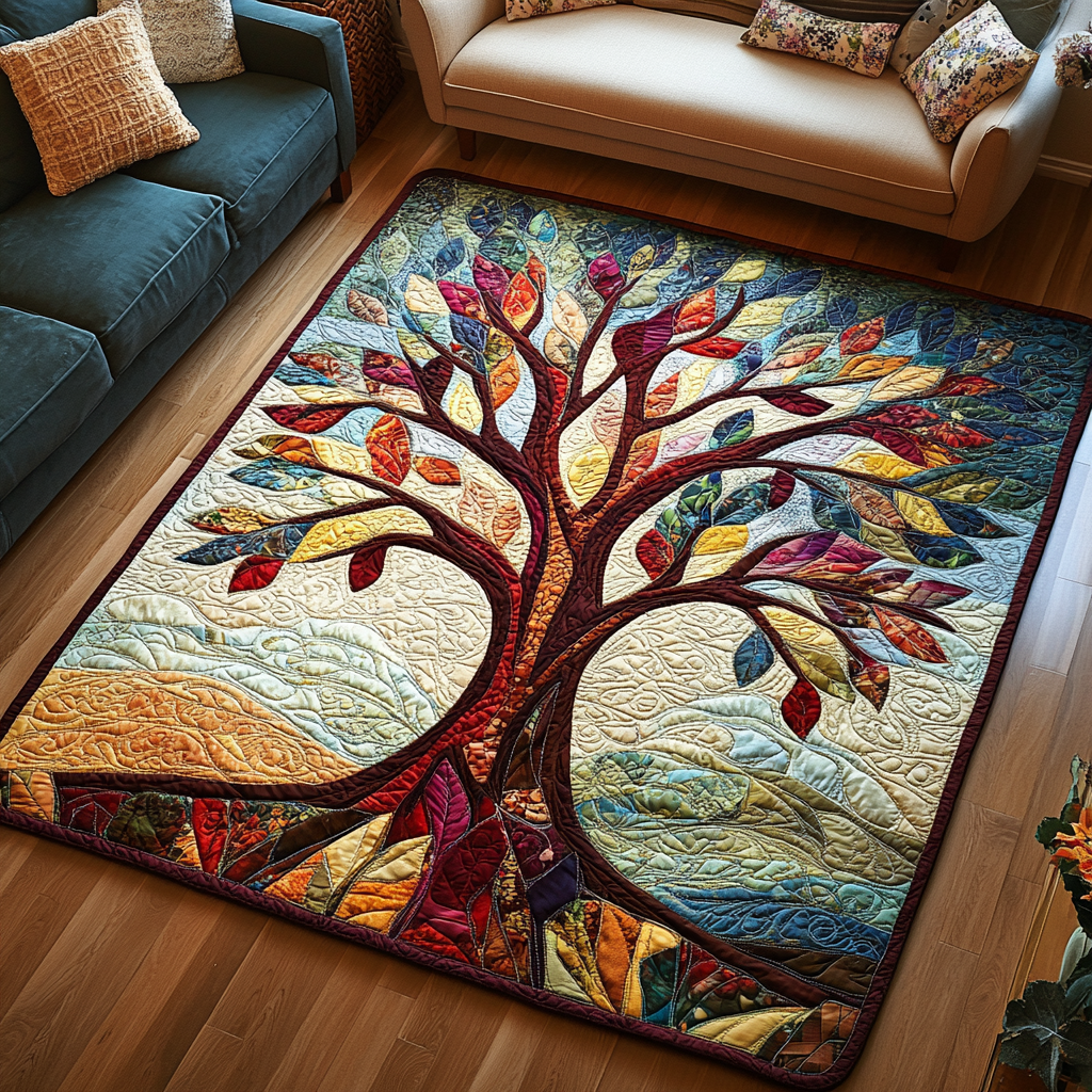 Leaf Charm area rug in a living room