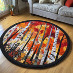 Leaf Dance Round Mat Rug - washable non-slip printed rug