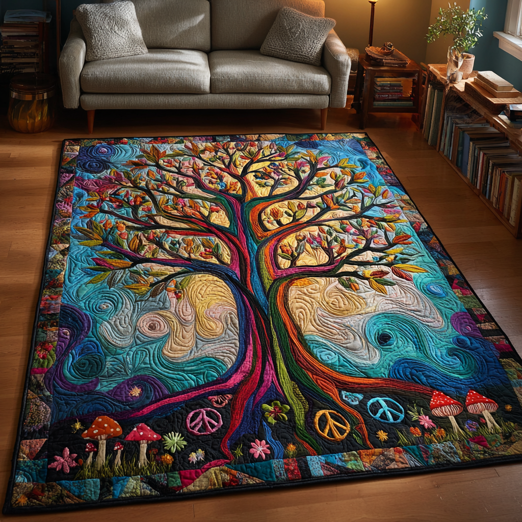 Leaf Haven area rug in a living room