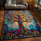 Leaf Haven area rug in a living room
