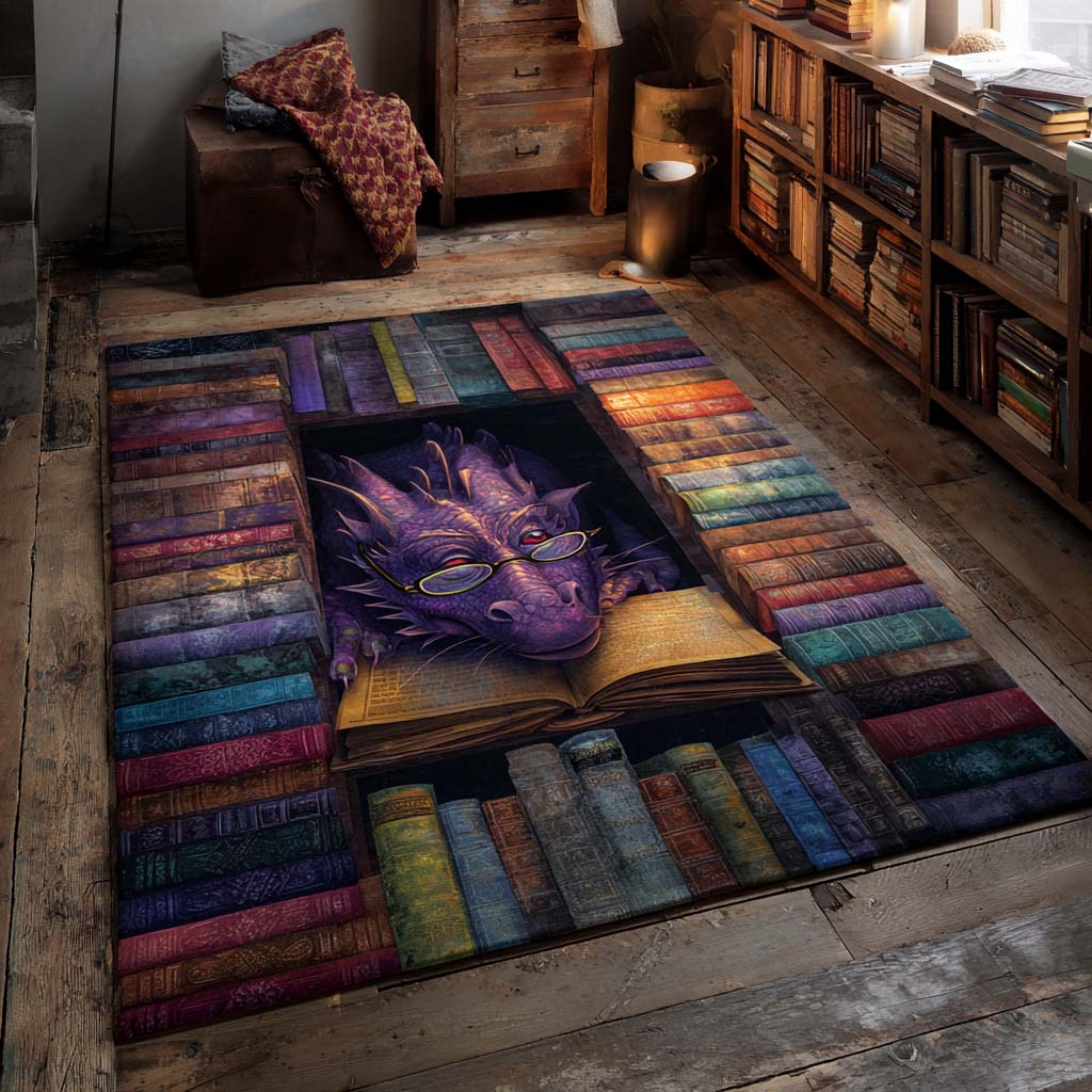 Learned Dragon Scholar area rug in a living room