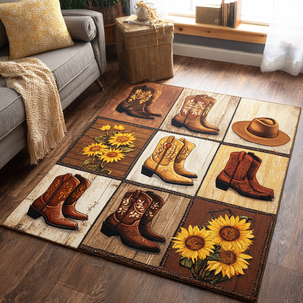 Leather Spurs area rug in a living room
