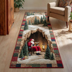 Ledge Santa Claus Runner Carpet Runner Rug - Cute Pet Design | Animal Printed Runner Rug